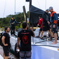 Crew of 100ft Comanche come to welcome L4 Trifork in