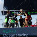 The crew take a moment to celebrate the finish of the race
