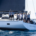 Lady First 3's crew celebrate crossing the finish line off Grenada