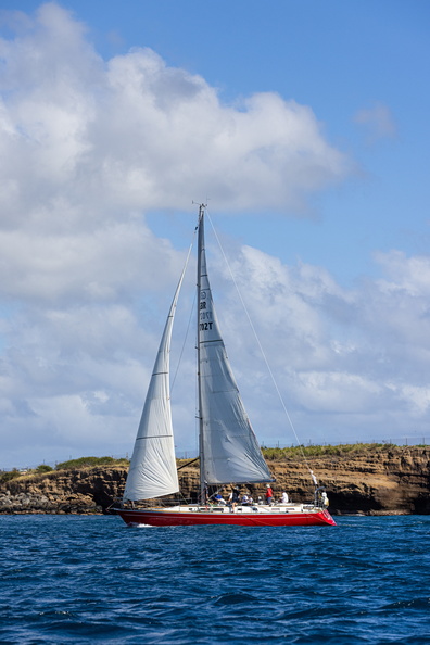 Scarlet Oyster heads towards the finish line off Grenada