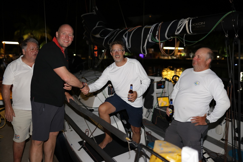 Louay Habib and Ross Applebey welcome Jangada as they hit the dock