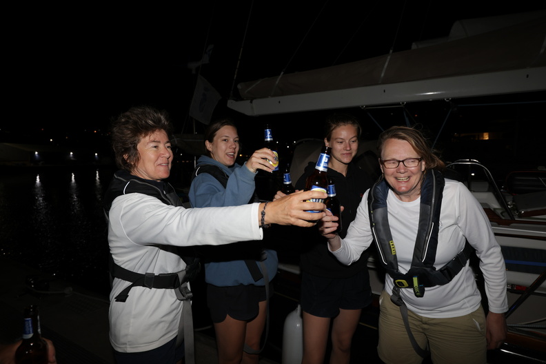 Diana's crew enjoy a well-earned beer