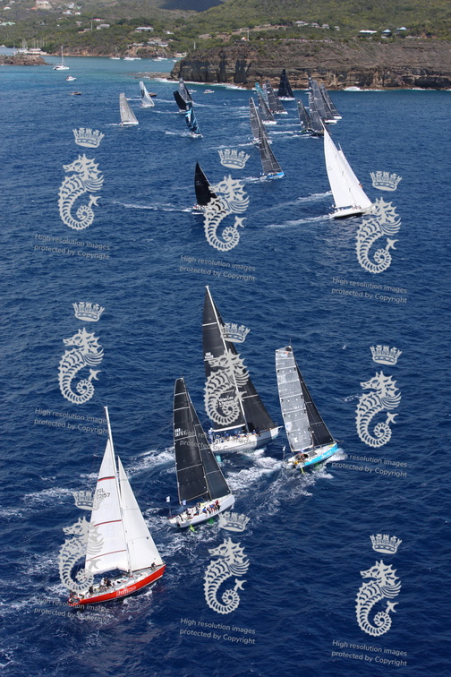 Aerial view of the fleet at the start