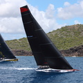 100ft Comanche takes the lead over 125ft ClubSwan Skorpios at the start 