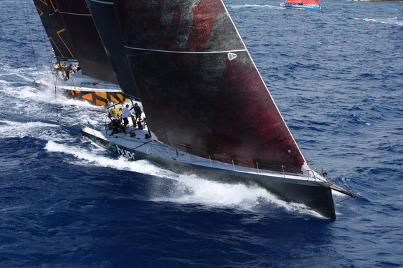 Ambersail II, VO65 sailed by JSC GAMINTA, chases Hypr, the VO70 skippered by Jens Lindner