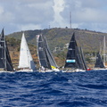 Yachts gather in the starting area