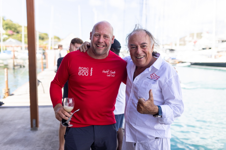 Carlo Falcone, owner of the yacht and father of skipper Rocco, alongside Ross Applebey, skipper of Scarlet Oyster