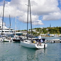 Jangada arrives in the marina in Antigua