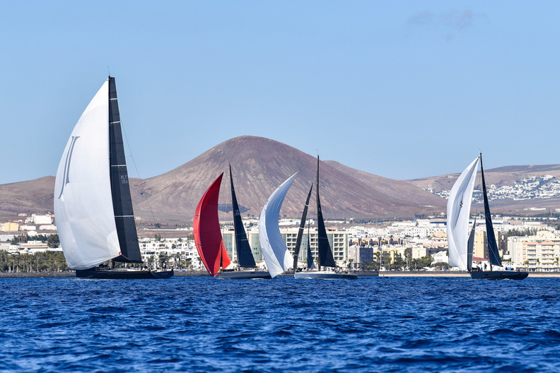 Fleet takes off over the start line off Lanzarote