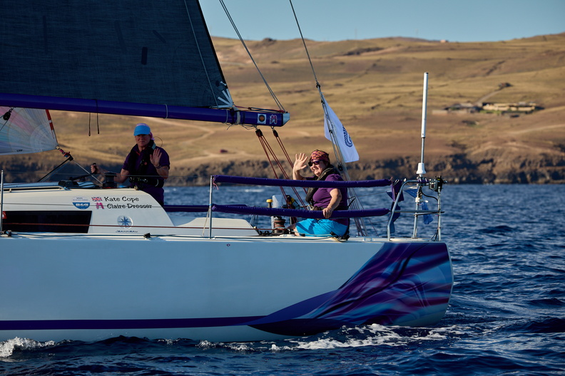 Kate Cope and Claire Dresser sailing doublehanded on Purple Mist