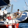 Skipper and crew bring the winning trimaran in to Grenada
