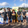 Petra Roach, CEO of Grenada Tourism Authority presents Canada Ocean Racing with a gift basket 