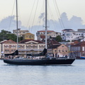 Pen Duick VI arrives in the early hours into Port Louis Marina