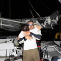 Celebrations on board Sabre II as they finish the race