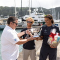 RORC Racing Manager Steve Cole presents Marie Tabarly with the Yacht Club de France Trophy and Best Classic under IRC Decanter