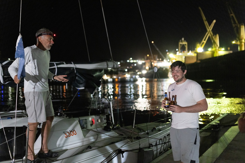 Doublehanded father and son team Peter and Duncan Bacon arrive in Grenada on the Sun Fast 3300 Sea Bear