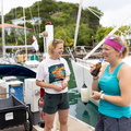 EH01 crew are welcomed to the finish in Grenada