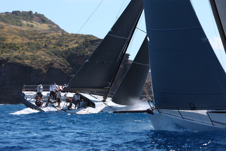 Eric de Turckheim's Teasing Machine sails along the Antigua coastline