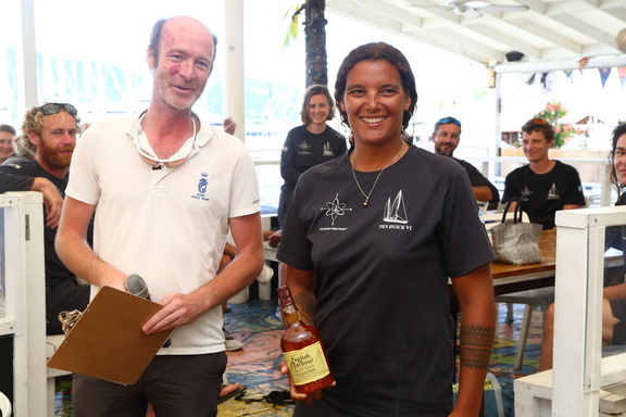 Stefan Kunstmann with Marie Tabarly of Pen Duick, receiving her prize for winning race 4 