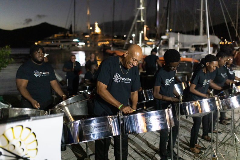 Traditional steel bands set the tone