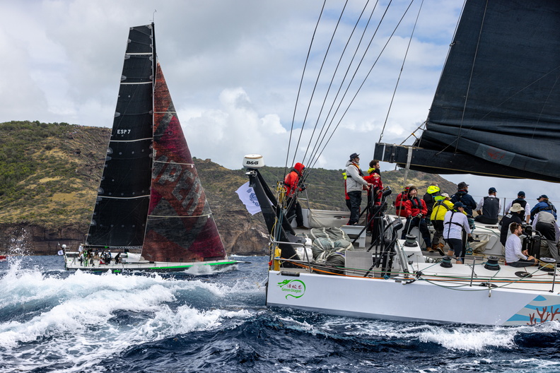 The two VO70s: Green Dragon sailed by Johannes Schwarz, with Hypr behind sailed by Emerald Racing Team 