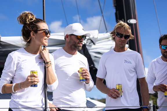 Tosca's crew including skipper Alex Thomson and fastest man on water, Paul Larsen