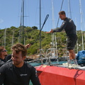 I Love Poland crew secure the VO70 in the marina