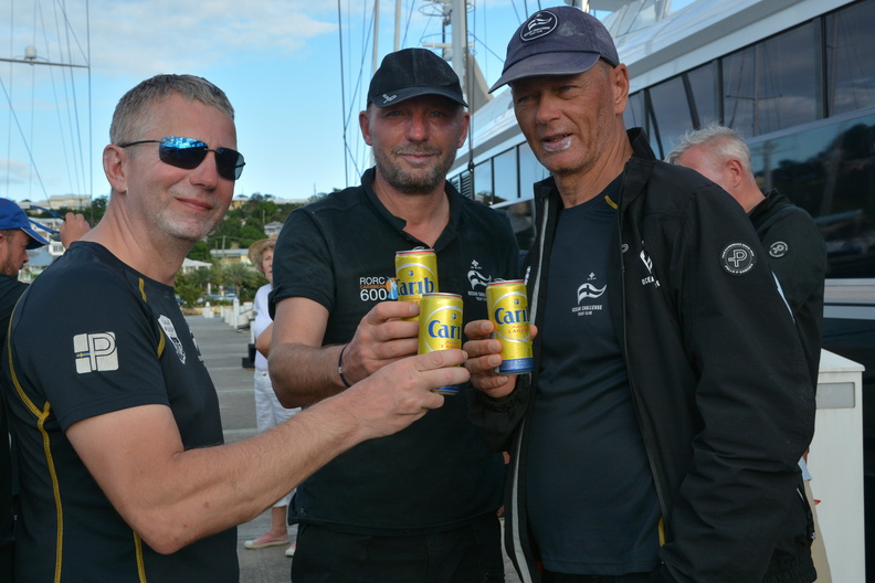 Ambersail 2 crew happy with their complimentary beer