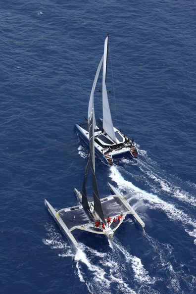 Gunboat 68 Tosca and MOD70 Zoulou at the multihull start