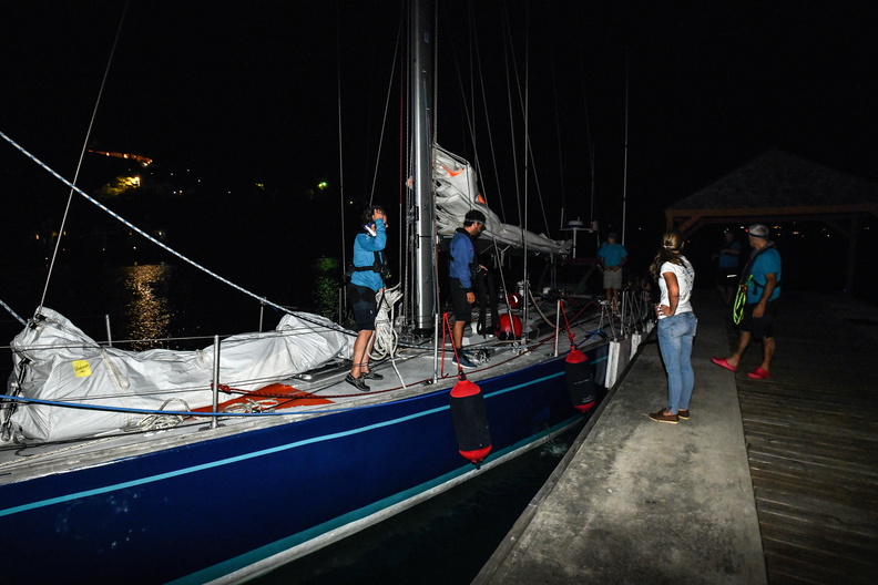 Lionel Regnier's L'Esprit d'Equipe finishes the race and arrives back in Antigua