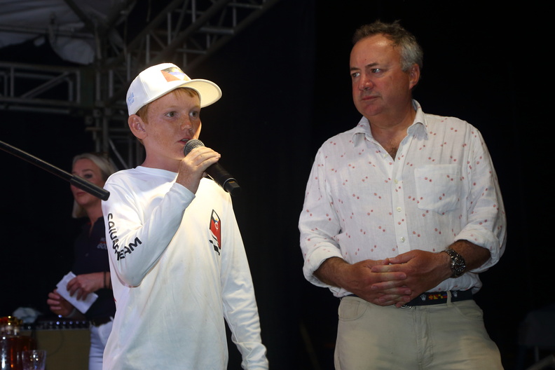 RORC Commodore James Neville takes to the stage with a member of Antiguan sailing youth