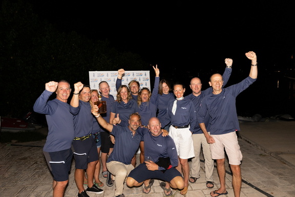 Philippe Falle and Ross Applebey plus the crew of Yagiza, First 53 which sailed in 2nd IRC One