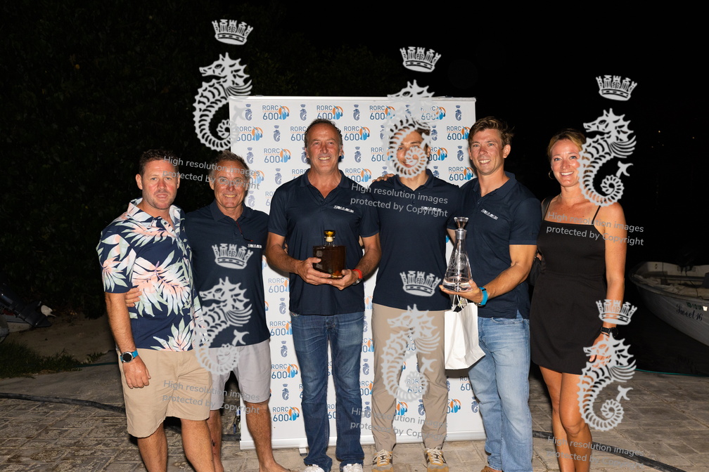 Ned Collier Wakefield and Erik Maris with the crew of Zoulou, the MOD70 which finished 3rd in the Multihull class