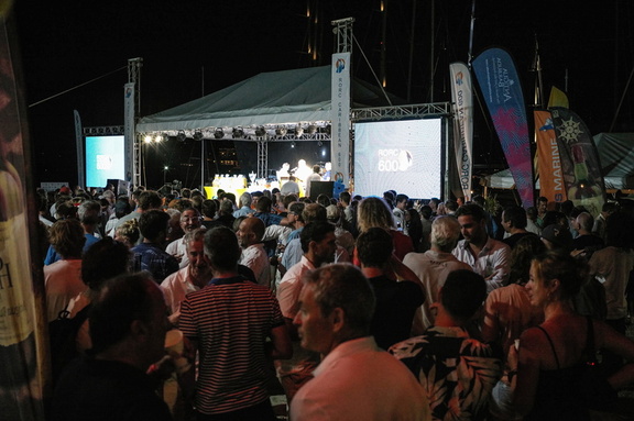 The Antigua Yacht Club grounds are packed at the start of the Prize-giving