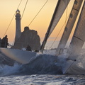 RAN rounding Fastnet Rock, sunrise.

RAN, Sail Number: GBR7236R, Owner: Niklas Zennstrom, Design: JV 72
