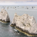 The 2015 Rolex Fastnet converging at The Needles shortly after the race start
