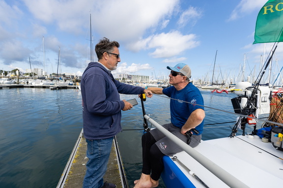 Will Oxley, navigator on PAC 52 Warrior Won, talks to race reporter Andy Rice