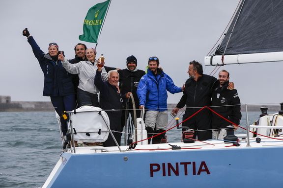 Pintia celebrate having finished the race to secure victory in IRC One