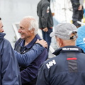 Gilles Fournier is congratulated on the dock
