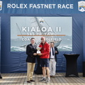 Paddy Broughton's S&S 73ft Kialoa II wins the Coates Schofield prize for furthest distance travelled to participate in the race