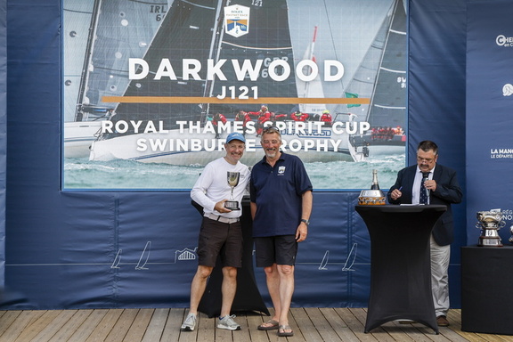 Darkwood's Michael O'Donnell wins the Royal Thames Spirit Cup for best yacht owned by a Royal Thames YC member and the Swinburne Trophy for First Yacht Home owned by an Irish National