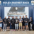 Fujitsu British Soldier, Sun Fast 3600 skippered by Maj Henry Foster has won the Inter-regimental trophy and Culdrose Trophy for first Service yacht to the Fastnet Rock