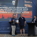 Peter Hopps, skipper of Sigma 38 Sam, wins the Dennis Doyle Memorial Salver for the skipper who has competed in the most number of Fastnets