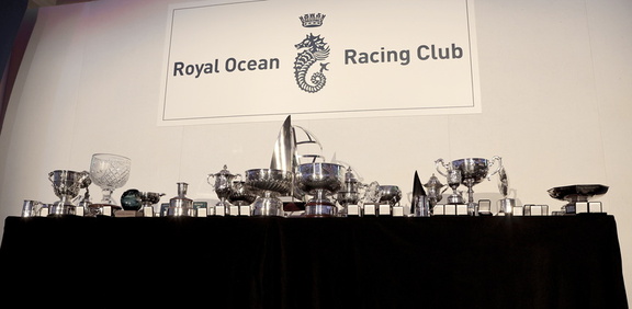 The trophies ready for the prize-giving