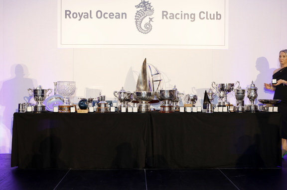 The trophies ready for the prize-giving