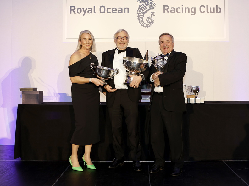 Teasing Machine's Eric de Turckheim, winner of the Somerset Trophy for RORC Yacht of the Year, alongside the Stradivarius Trophy for Best Overseas Yacht, the Europeans Cup and the Gordon Appleby Trophy