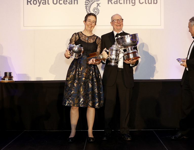  Deb Fish and Rob Craigie of Bellino, winners of the Jazz Trophy for IRC Overall, the Boyd Trophy for first Mixed Two-Handed, Serendip Trophy and Keith Ludlow for Trophy Navigator of the IRC Overall Yacht