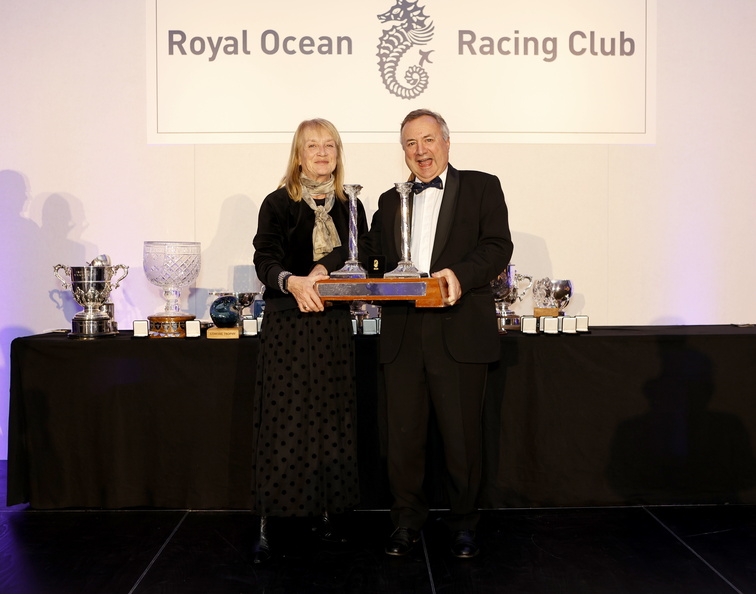 Peter Morton's Notorious claimed the Meritorious Award for Outstanding Keelboat Performance by a RORC Member, collected by Mrs Greville on his behalf