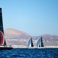 VO65 Sisi leads the fleet along the Lanzarote coast