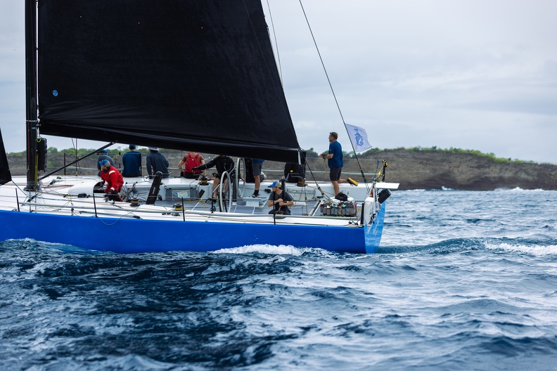 Grenada comes into view for Warrior Won as they cross the finish line